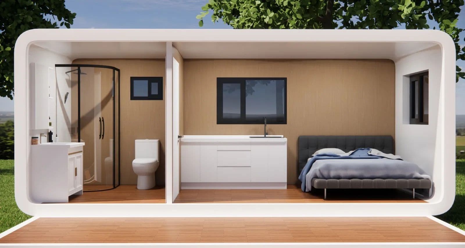 Készház keresztmetszet – kompakt, de teljes értékű otthon